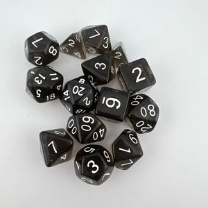 Translucent Black Smoke Polyhedral Dice Set – 14 Piece RPG DND Dice Lot